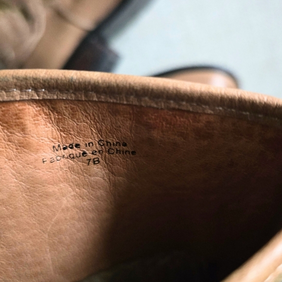 Anthropologie Schuler and Sons Tall Tan Round Toe leather boots women size US 7B - Picture 7 of 8